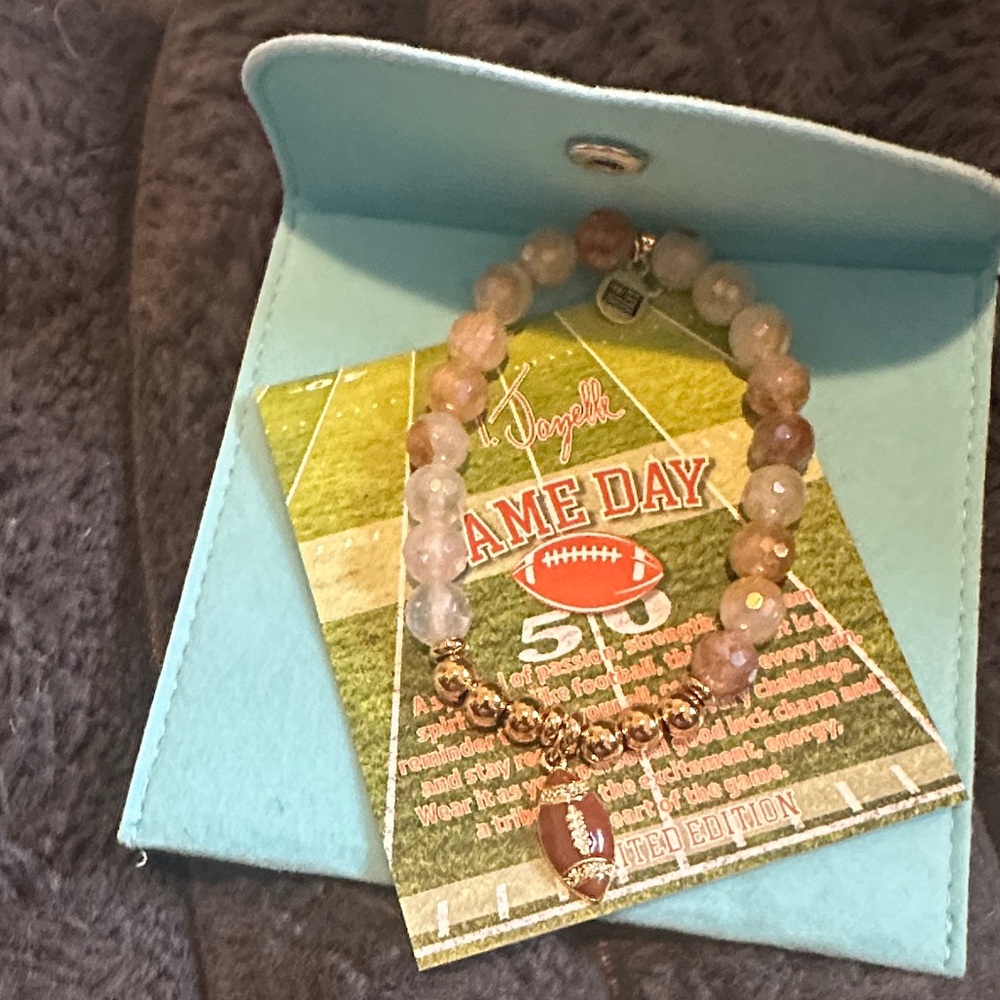 Elegant Beaded Bracelet with Football Charm